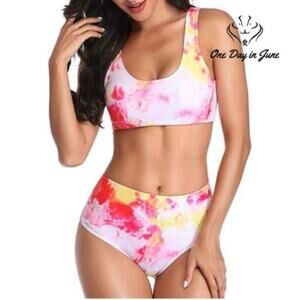 Besportable Crop Top High Waist Bikini Swimsuit Size S